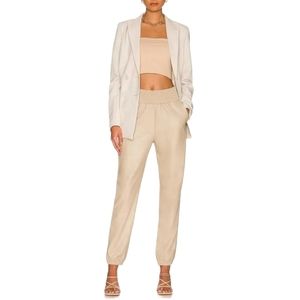 Commando Beige Faux Leather High Rise Pull On Jogger Pants Womens XL